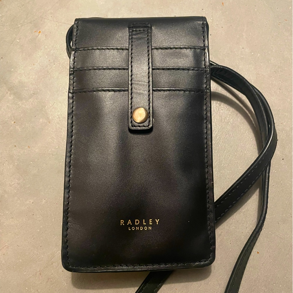 RADLEY LONDON black leather medium phone crossbody